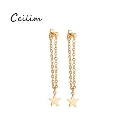 Stud Tassel Gold Color Star Design Keten Hoek Lange oorbellen Verklaring Dang om te maken voor bruiloftsfeestjes sieraden Groothandel drop levering otgnz