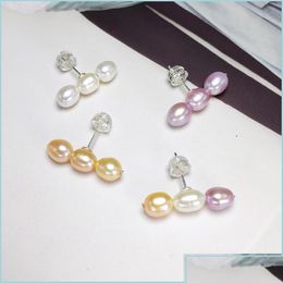 Stud Temperament Pearl -oorbellen S925 Sier Nce Beam Earring For Women Anniversary Christmas Gift Sieraden Drop Delivery Dhgarden Dh1sq OT3OJ