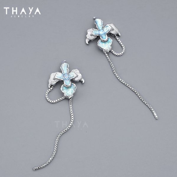 Stud Thaya fleur femmes boucles d'oreilles à la main Design Original pendentif balancent mode chaîne fête bijoux fins 230804