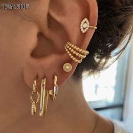 Stud Tianded Gold Color Boucles d'oreilles fixées pour les femmes Boho Piercing Ear Ear trews Womens Hoop Ooy Earrings 2022 Bijoux de mode en gros T240509