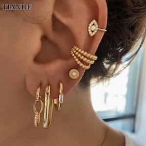 Stud Tianded Gold Color Boucles d'oreilles fixées pour les femmes Boho Piercing Ear Ear trews Womens Hoop Ooy Earrings 2022 Bijoux de mode en gros T240509