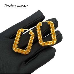 Étalon intemporel Wonder Fancy Zircon Geo Roucles d'oreilles rectangulaires adaptées aux bijoux de créateurs féminins Top of the Line Rison Luxury Trendy Ins Goth Cadeau Q0517