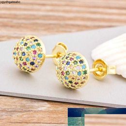 Stud Top Quality Colorf Copper Zirconia Boucles d'oreilles pour femmes Rainbow Jewelry Ladies Nouvelles tendances Fashion Gift Factory Price EXE