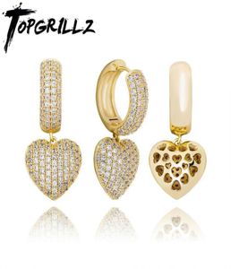 Stud Topgrillz Heart Earrings Hoge kwaliteit Iced Out Out Cubic Zirconia Hip Hop Fashion Delicate Sieraden voor cadeau Women 2211096491780