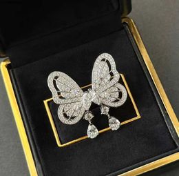 Stud Trend Beroemd merk High Qulity Classic Sieraden oorbellen voor vrouwen jubileum Gift Pure Sliver 3A Zirkons Butterfly BHX2