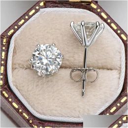 Stud Trendy 1 Quilate D Color Ronda Moissanite Diamond Pendientes Mujeres 100% 925 Sterling Sier Gra Con Grastud Drop Delivery Jew Dhgarden Dhxw2
