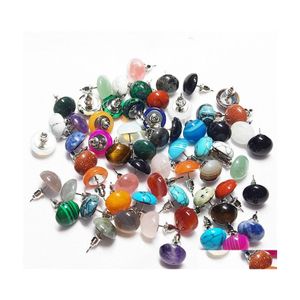 Stud Trendy 10Mm 12Mm Mélange De Pierre Naturelle Perles Rondes Boucles D'oreilles Pour Les Femmes Mode Mignon Petit Vipjewel Drop Delivery Jewelry Dh308