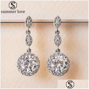 Stud Trendy Cubic Zircon Hoop Boucles d'oreilles Cercle Drop Dangle Déclaration 925 Sterling Sier Aiguille Pour Les Femmes Bijoux Giftz Dhgarden Dhn8K