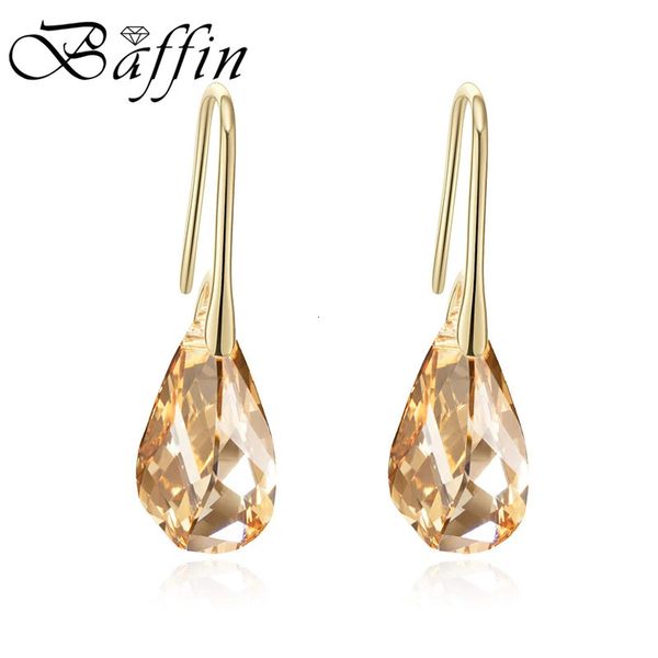 Stud Trendy Gold Color Helix Pendentif Drop Dangle Boucles d'oreilles Cristaux réels d'Autriche pour les femmes Déclaration de fête Bijoux indiens Amis 231115