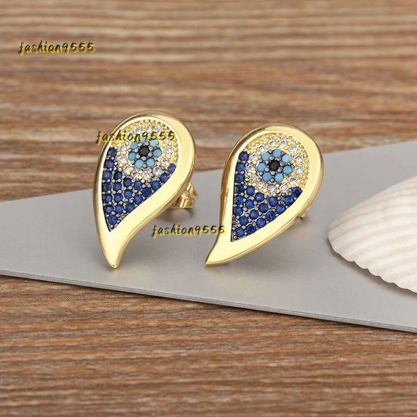 Stud Trendy Lucky Turc Coloré Zircon Boucles D'oreilles Pour Femmes Goutte D'eau 14k Or Jaune Cristal Oreille Bijoux Cadeau 2024 Boucles D'oreilles Designer Magasins De Bijoux Cadeau