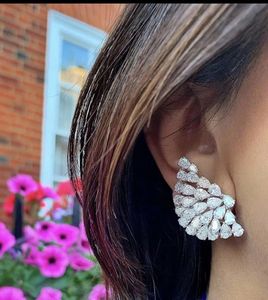 Stud Trendy Luxe WaterDrop Stud Oorbellen Voor Vrouwen Bruiloft Kubieke Zirkoon CZ Dubai Bridal Earring Bohemen Hot e9399