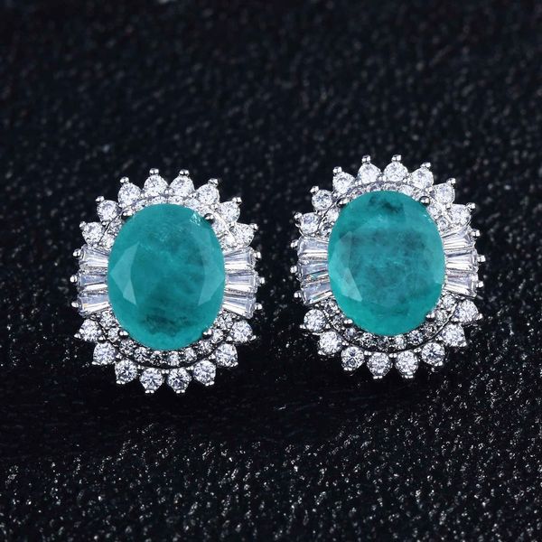 Boucles d'oreilles en pierre de Tourmaline Paraiba naturelle à la mode pour femmes boucles d'oreilles de luxe bijoux de fiançailles de mariage 230807