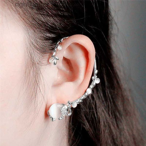 Stud Femmes à la mode boucles d'oreilles oeil de chat cristal boucles d'oreilles filles éléphant détachable oreille goujons Clips boucle d'oreille opale bijoux fête cadeau YQ231128