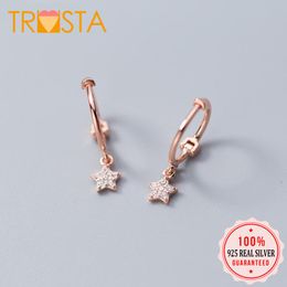 Stud Trusta 2021 Womens Fashion 100% 925 Solid Sterling Silver Star CZ Charm oorbellen voor vrouwen Sterling-Silver-Joodry XY1234