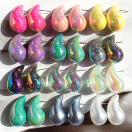 Stud UJBOX Gros 30 couleurs AB Couleur Clair Bleu Violet Vert Rose Résine Acrylique Chunky Teardrop Boucles d'oreilles pour femmes 231205