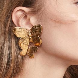 Stud UODCM Luxury Fashion Round Dangle Drop Korean Earrings For Women Big Butterfly Gold Earring 2021 Jewelry6904474