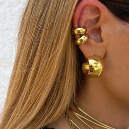 Stud Uworld Dik Ontwerp 316L Roestvrij Staal PVD Hypoallergeen Earcuff Oorbellen Bezoedelen Gratis Temperament Charm Sieraden Vrouwen Party 230804