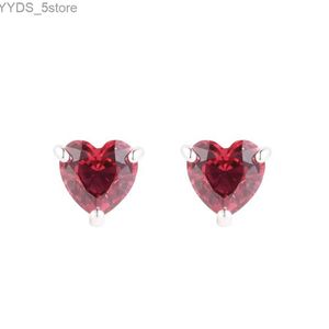 Stud Saint valentin nouveau 925 en argent Sterling coeur rouge boucles d'oreilles pour les femmes bijoux originaux oreille de mariage Brincos livraison gratuite YQ231107