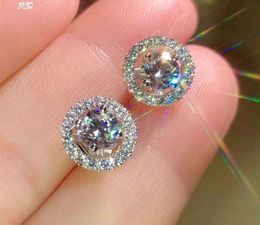 Stud Vecalon Nouvelle Arrivée Meilleurs Amis 18K Or Blanc Plaqué Boucles D'oreilles Gros Diamant Boucles D'oreilles pour Femmes Blanc Zircon Boucles D'oreilles1good