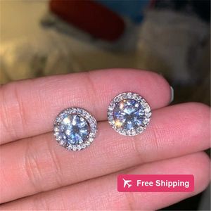 Stud Vecalon Nouveauté Meilleurs amis Boucles d'oreilles plaquées or blanc 18 carats Boucles d'oreilles en gros diamant pour femmes Boucles d'oreilles en zircon blanc 1753