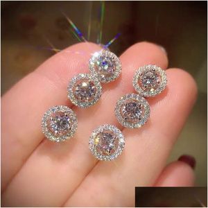 Stud Vecalon Nouvelle Arrivée Meilleurs Amis 18K Or Blanc Plaqué Boucles D'oreilles Gros Diamant Boucles D'oreilles Pour Femmes Zircon Drop Livraison Bijoux Earri Dhsvl