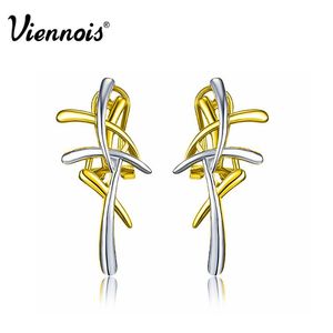 Stud Viennois Cross Earrings Gold Silver Color Geometric For Women Bridal Fashion Jewelry Party Gift Stud