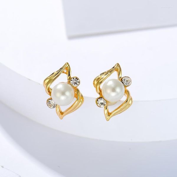 Stud Viennois pendientes de perlas coreanas para mujer Color plata cristal claro CZ declaración boda joyería moda Moni22