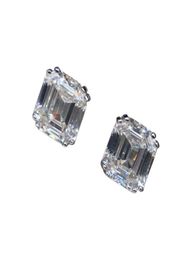 Stud Vinregem 100 925 argent sterling taille émeraude G créé Moissanite diamants pierres précieuses boucles d'oreilles clous d'oreilles bijoux fins en gros9142965