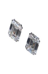 Stud Vinregem 100 925 Sterling Silver Emerald Cut G Créé Moissanite Diamants Pierres Précieuses Boucles D'oreilles Goujons Fine Bijoux En Gros4566556