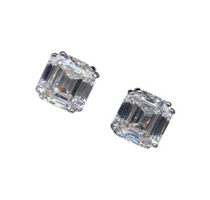 Stud Vinregem 100 925 Sterling Silver Emerald Cut G Créé Moissanite Diamants Pierres Précieuses Boucles D'oreilles Goujons Fine Bijoux En Gros9014023