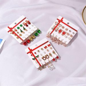 Stud Vintage Vergulde Mix Stud Dangle Earring Voor Vrouwen Colorf Bell Herten Kerst Sets Mooie Drop Levering Sieraden Oorbellen Dh0Xi