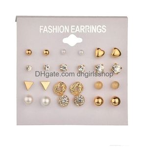 Stud Vintage Pearl Earring For Women Boheemse oorbellen Set vrouwelijke mode sieraden drop levering dhmo7