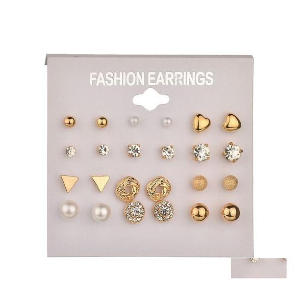 Stud Vintage perle boucle d'oreille pour femmes bohème boucles d'oreilles ensemble femme mode bijoux livraison directe Oturt