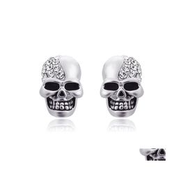 Stud Vintage Personnalisé Cristal Skl Boucles D'oreilles Pour Femmes Hommes Punk Or Sier Rose Boucle D'oreille Halloween Bijoux Cadeau Drop Delivery Ot8De