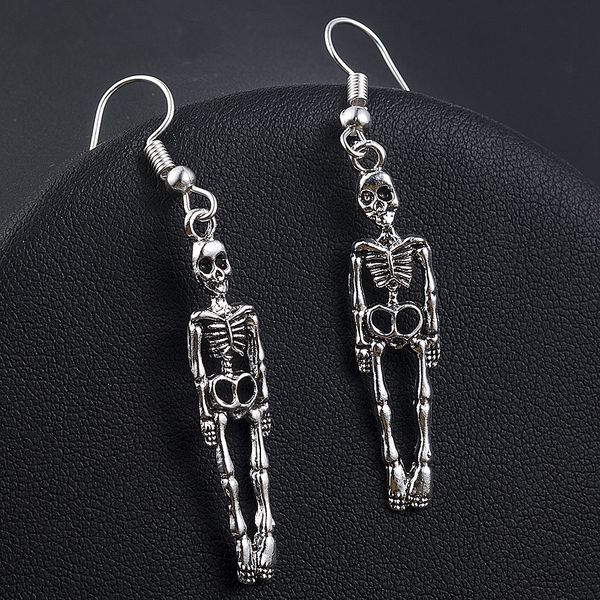 Pendiente de esqueleto de calavera Vintage para mujer, joyería para Halloween, regalos de fiesta, moda