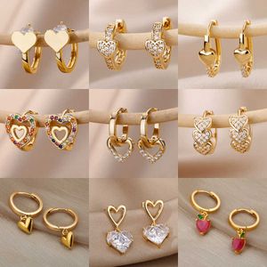 Stud Vintage Zircon Coeur Boucles D'oreilles Pour Femmes En Acier Inoxydable Plaqué Or Piercing Boucle D'oreille 2023 Tendance Nouveaux Bijoux De Luxe aretes mujer J230717