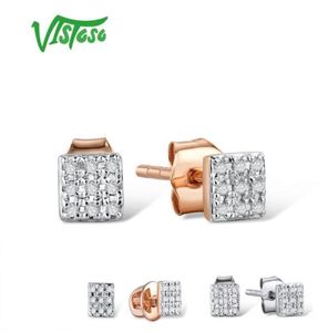 Stud Visoso Boucles d'oreilles en or pour femmes 14K 585 Rose Blanc Sparkling Diamond Dainty Round Cirle Trendy Fine Jewelry 2211099793159