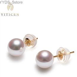 Stud VITICEN Au750 Puur gouden oorstekers voor vrouwen Geschenken Prachtige originele sieraden Echt 18k goud 7-8 mm Natuurlijke parel Mode-oorbellen YQ231107