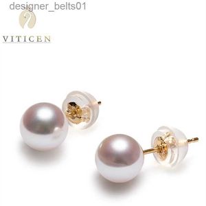 Stud VITICEN Au750 clous d'oreilles en or pur pour femmes cadeaux exquis bijoux originaux véritable or 18 carats 7-8mm perle naturelle boucles d'oreilles de modeC24319