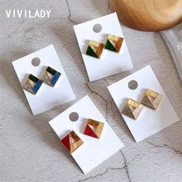 Stud Vivilady Koreaanse mode splitsing kleurrijke geometrie vrouwen oorbellen trendy acryl azijnzuur vakantie Jewlery Brincos cadeau