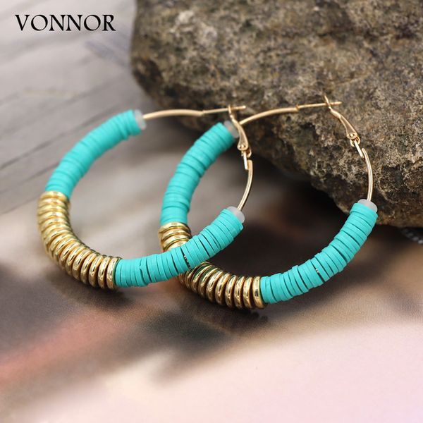 Boucles d'oreilles de cerceau de bijoux Vonnor pour femme polymère multicolore argile coréenne Fashion en gros cadeau féminin filles 230802