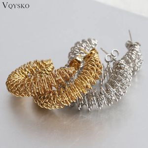 Stud VQYSKO Fil de téléphone Spiral Hoops Boucles d'oreilles Bobine Fermoir Perle Cage Par Caitlyn Bijoux Minimalistes Cadeau Parfait Pour Il 230928