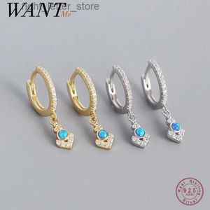 Stud WANTME 925 Sterling Argent Bohème Bleu Opale Zircon Pendentif Boucles D'oreilles pour Femmes Mode Rétro Ancre Européenne Hughies Bijoux YQ231211