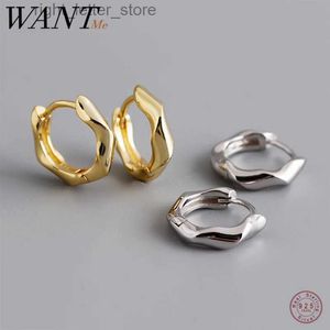 Stud WANTME 925 Sterling Zilver Statement Gouden Oorgesp Mode Eenvoudige Twist Oorringen voor Vrouwen Punk Heren Sieraden Accessoires YQ231211