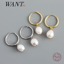 Stud WANTME Plata de Ley 925 auténtica, pendientes colgantes de perlas barrocas naturales de agua dulce para mujer, joyería de moda gótica encantadora 230807