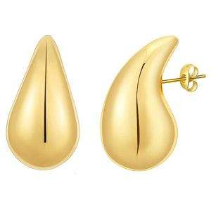 Stud WANZHI RVS Holle Waterdrop Vergulde Oorbellen voor Vrouwen Trendy Lichtgewicht Chunky Hoop Earring Partij Sieraden 230803