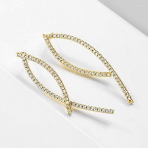 Stud White Cubic Zirconia Mobile Two Arcs Line Boucles d'oreilles pour les femmes INS Trendy Minimalist Style Jewelry Anniversary Party GiftsStud Kirs22