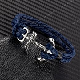 Bracelets d'ancrage imperméables hommes Bracelet de corde de survie nautique Double brin pour femmes en acier inoxydable marine Sport boucle bijoux de modeBracelets Anchor