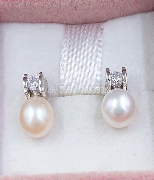 Aretes Lees Classiquees de oro blanco con joyería de oso Diamomd y Paerl de ley 925 que se adapta al regalo de estilo de joyería europea 21553 6013690