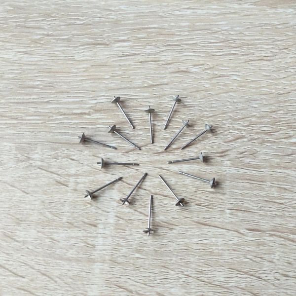 Stud En gros 20 pcs/lot pur titane boucle d'oreille poste trouver coussinet en coupe pour tenir perle Gemston bricolage bijoux faisant des accessoires